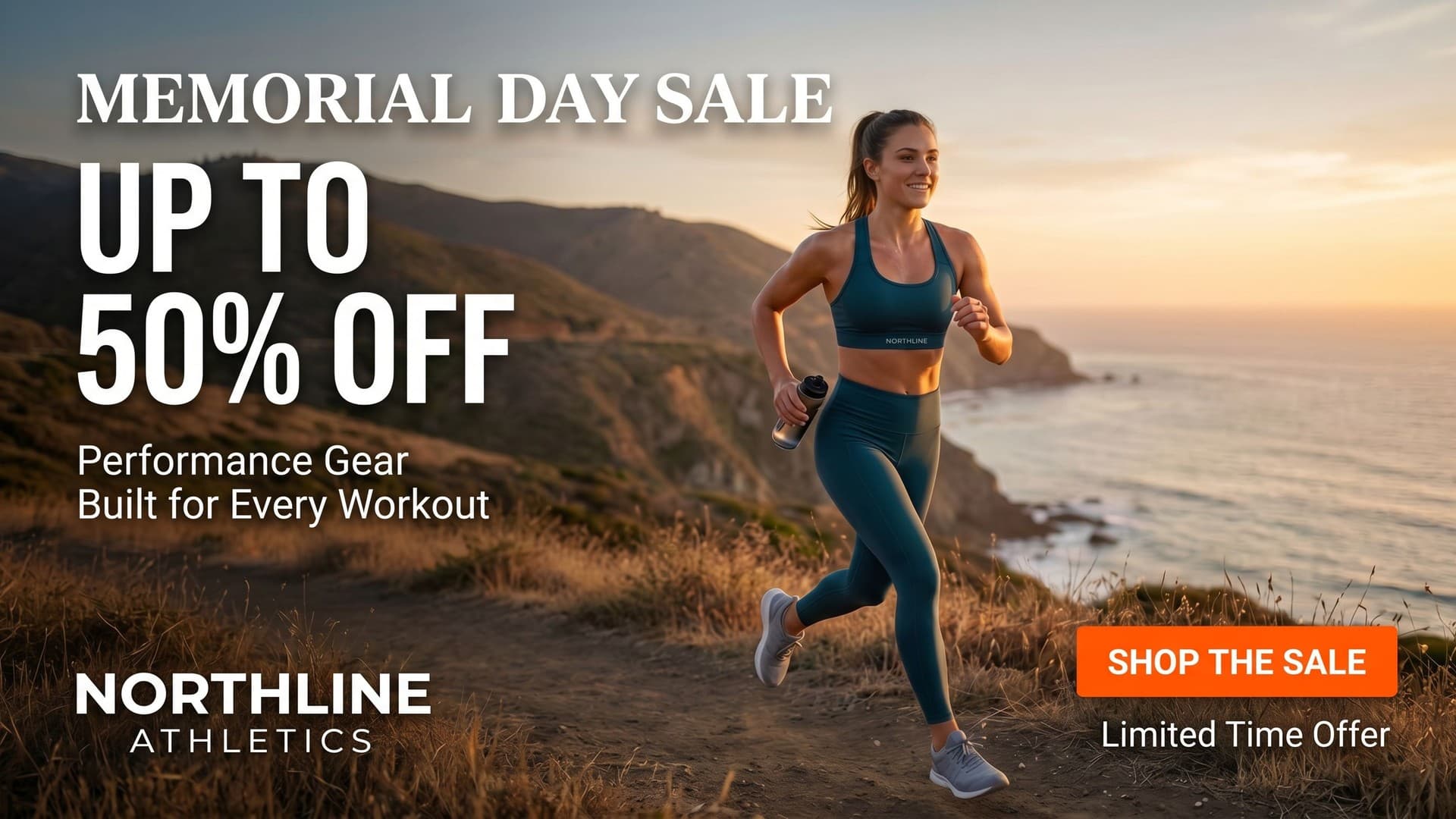 Active wear Memorial Day sale campaign, adapted landscape placement